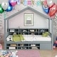 preview thumbnail 1 of 18, Twin Size Wooden House Bed Platform Bed With Shelves And a Mini-cabinet,Solid Construction For Bedroom Grey