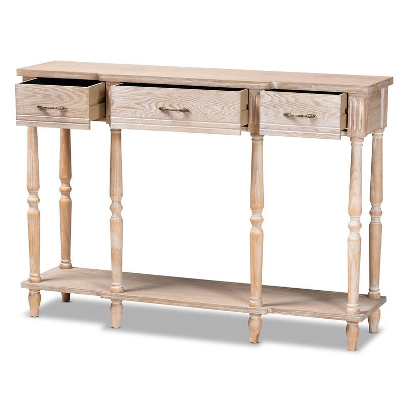 Hallan Classic and Traditional French Provincial 3-Drawer Console Table