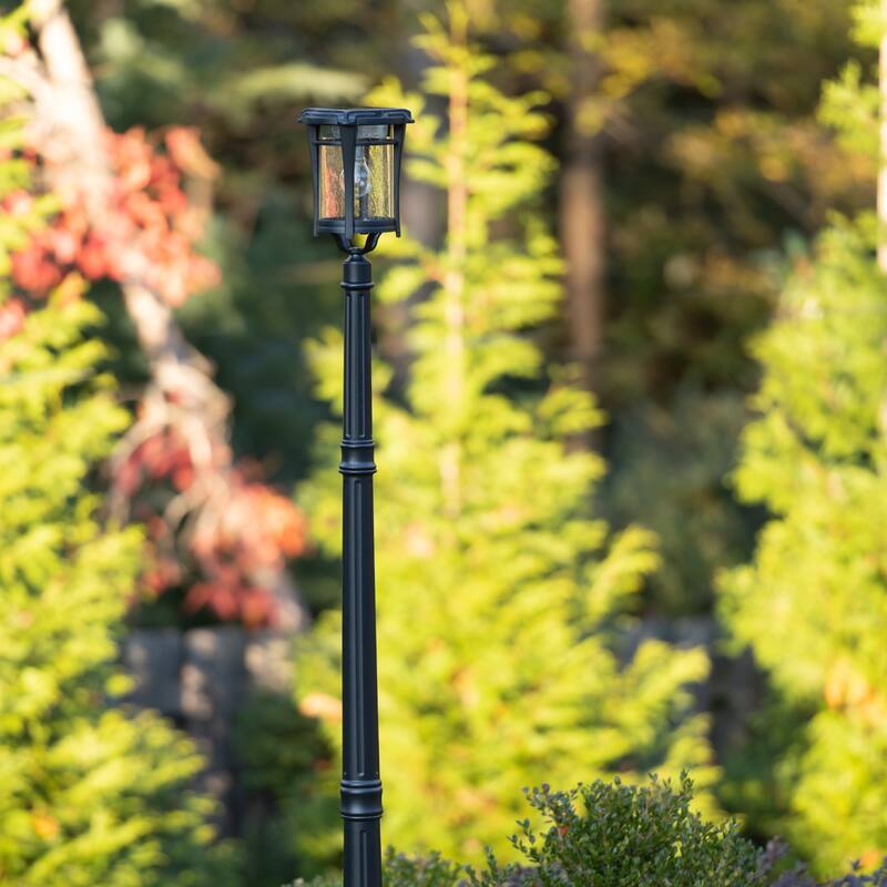 Aurora Bulb Black Solar 3' Fitter Post Light with Pier or Wall Sconce