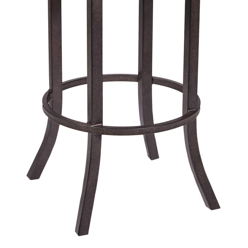 Brown Faux Leather Full Back Counter Bar Stool with Iron Frame and Cushion - 19” x 19” x 45” (D x W x H)