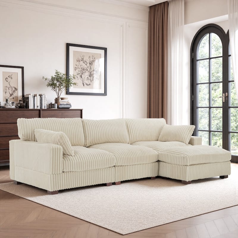 Oversized Plush Modular Sectional Sofa Couch with Ottoman