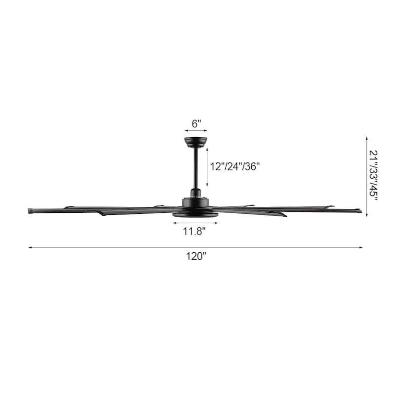 MLiAN 120 In. 8 Aluminium Blades Indoor Ceiling Fan with LED Light - 120"