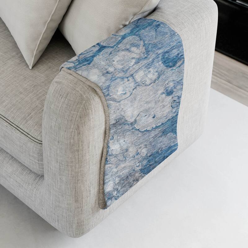 Premium Machine Washable Abstract Modern Sherpa Throw Blanket - Blue - 4'2" x 5'10"