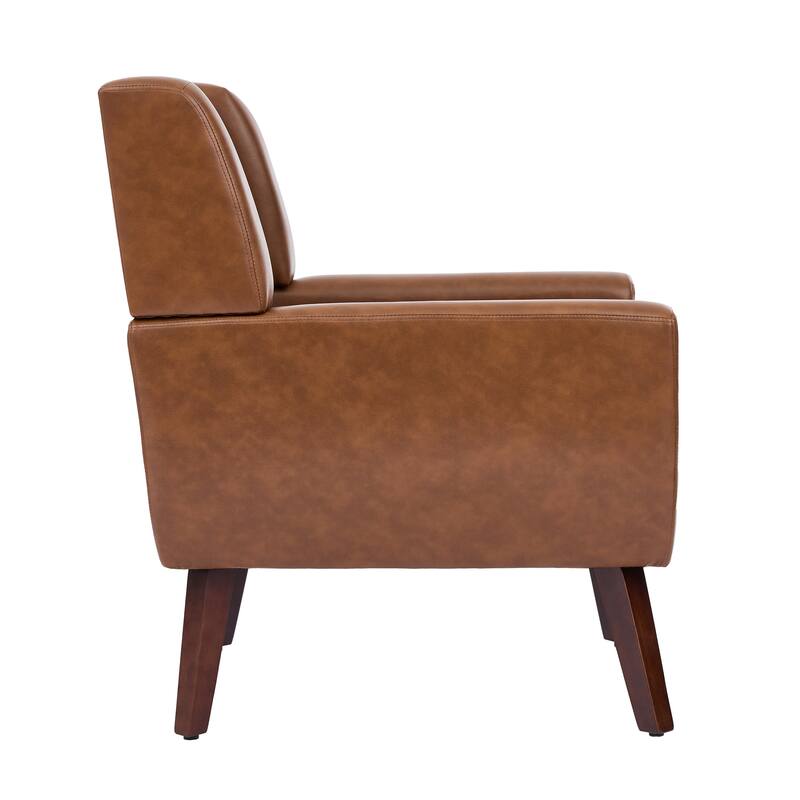 Modern Tufted Wingback Accent Chair Linen/Faux Leather/Velvet Armchair