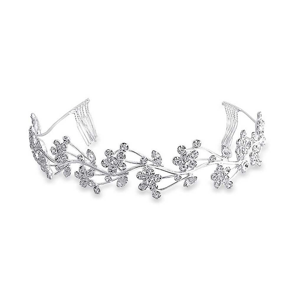 Shop Flowers Vine Leaves Headband For Wedding Crystal Tiara Comb