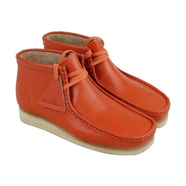 Shop Clarks Wallabee Boot Mens Orange Leather Casual Dress Lace Up
