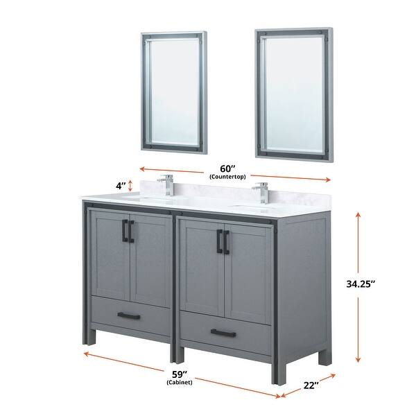 dimension image slide 0 of 3, Ziva Bath Vanity and White Quartz Top