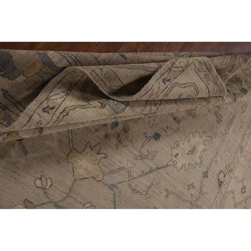 Oushak Turkish Area Rug Beige Hand-Knotted Wool Carpet - 8'1"x 10'1"
