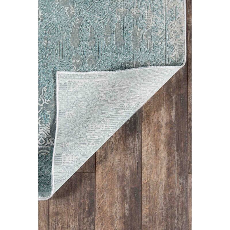 ECARPETGALLERY Machine Woven Elysia Light Blue Area Rug