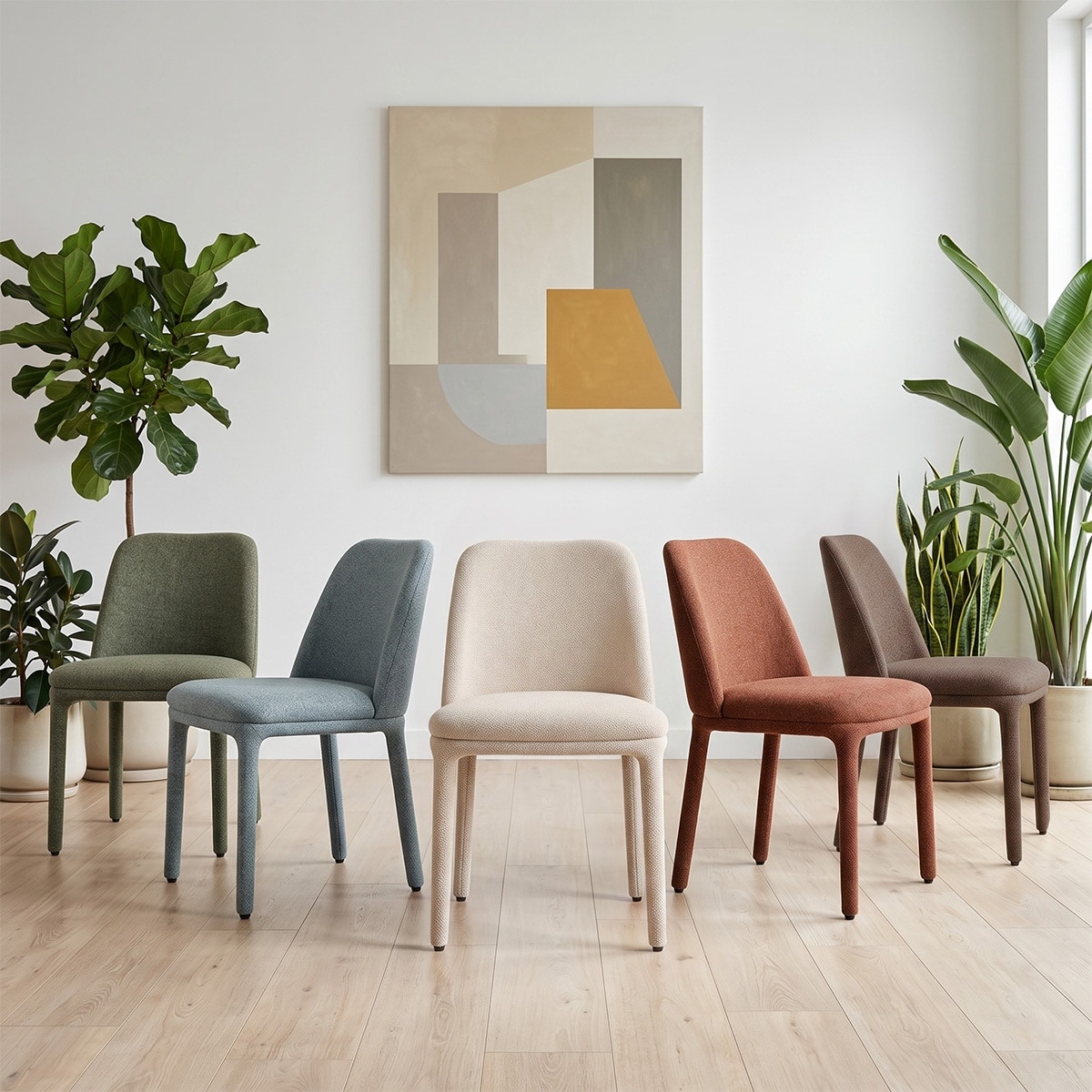 19.5" Seat Height Upholstered Fabric Dining Chair (Set of 2)