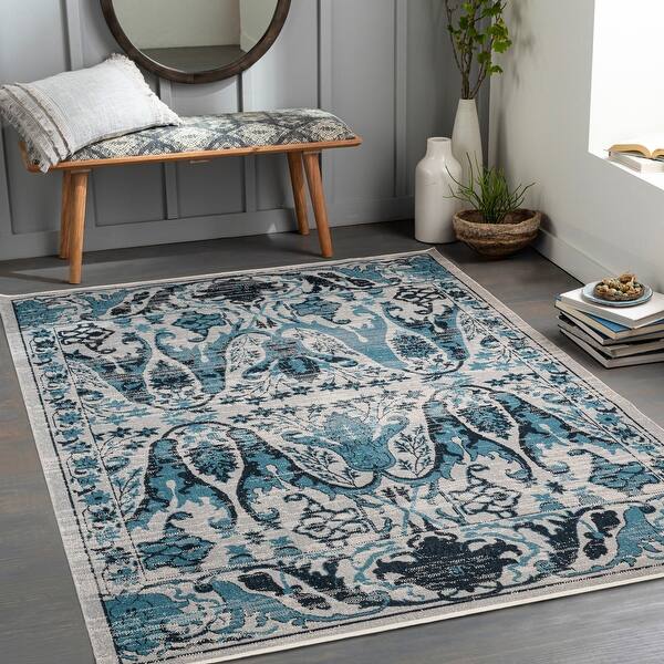 slide 2 of 11, Livabliss Ember Boho Machine Washable Area Rug Teal - 9' 3" x 12'
