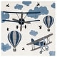 preview thumbnail 19 of 18, SAFAVIEH Carousel Kids Rudolfina Airplane Rug 5'3" Square - Ivory/Blue