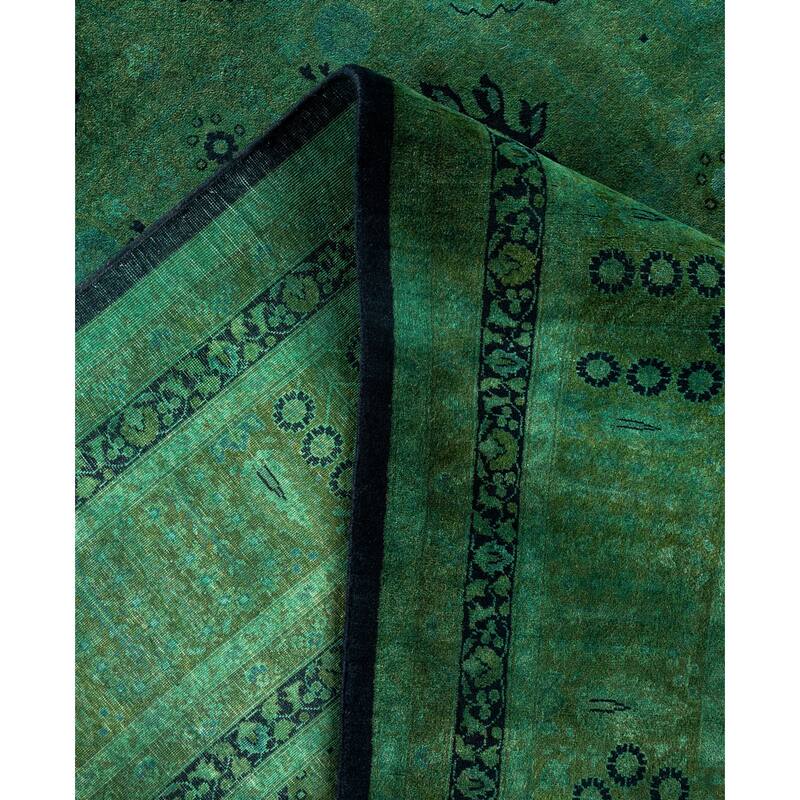 Overdyed One-of-a-Kind Hand-Knotted Area Rug - Green - 8' 2" x 14' 6"