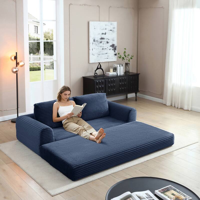 2-in-1 Folding Convertible Sofa Bed, Modern Corduroy Sleeper Couch