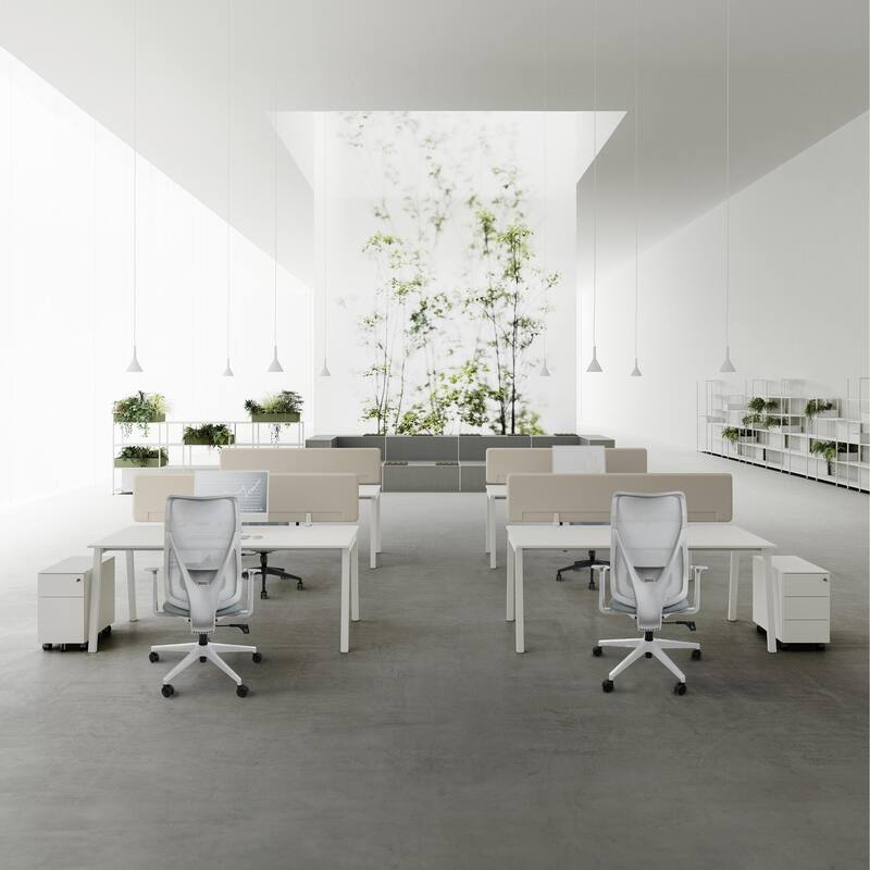 Ergonomic Office Desk Chair | High Back Mesh with Upholstered PU Leather Cushion Seat | Reclining Tilt Adjustable Lumbar Support