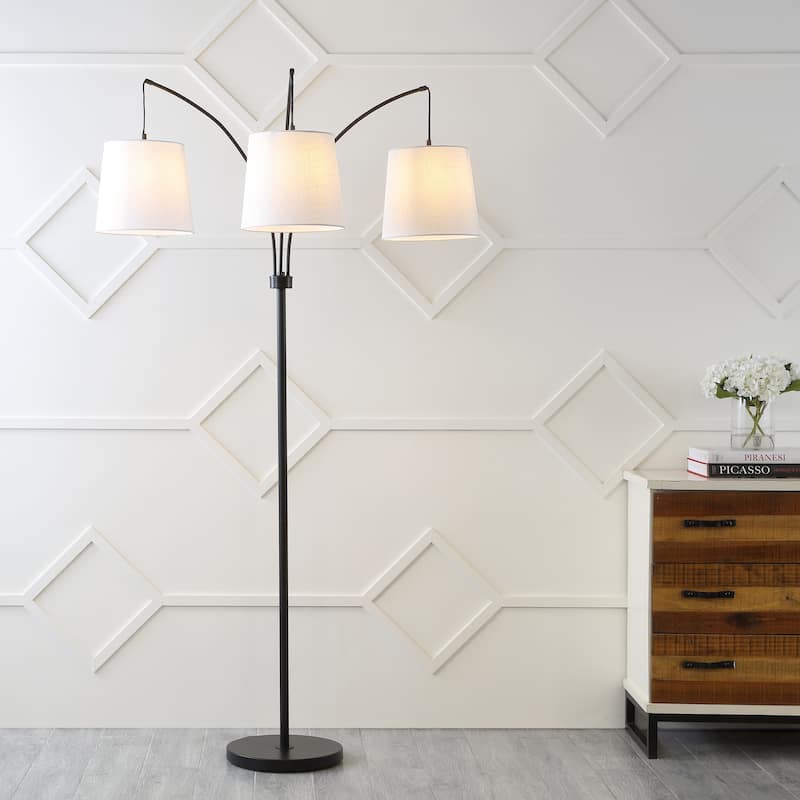 Ocata 72.5" 3-Light Mid-Century Modern Head-Adjustable Iron LED Arc Floor Lamp, Black by JONATHAN Y