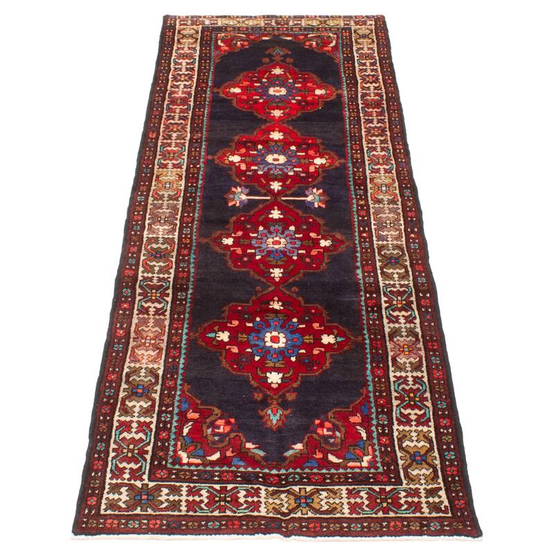 ECARPETGALLERY Hand-knotted Anadol Navy Wool Rug - 3'7 x 9'10