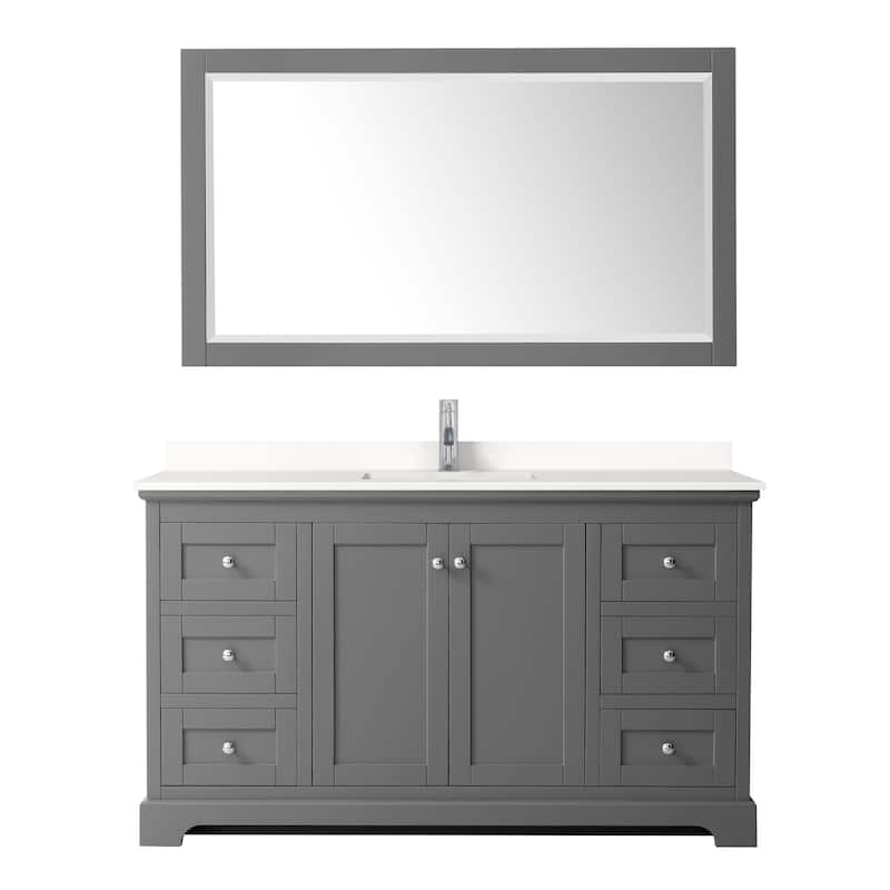 Avery 60-inch Single Vanity, Quartz Top, 58-inch Mirror