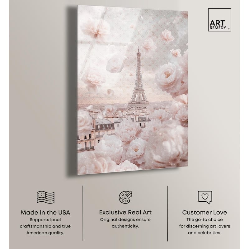 Raining Petals in Paris Acrylic by Art Remedy, Ready to Hang
