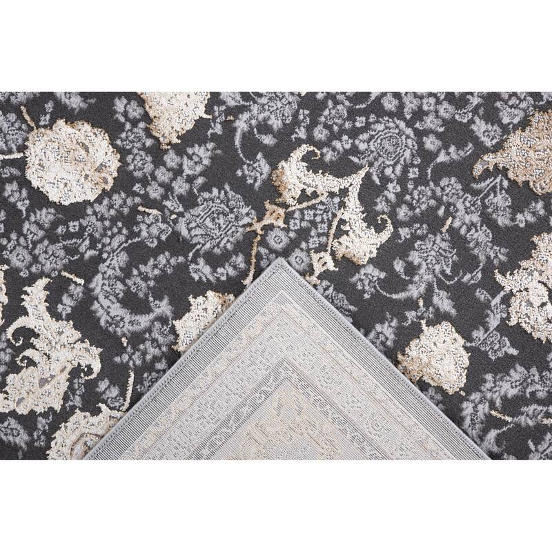 Lafi Collection Anthracite/Drark Grey Transitional Abstract Area Rugs