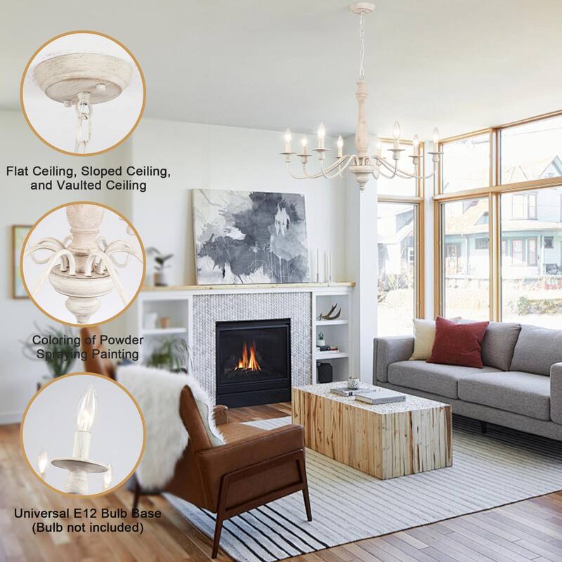 6-Light Candlestick Hanging Ceiling Light Fixture Linear Chandelier Lighting for Dining Room Kitchen Island
