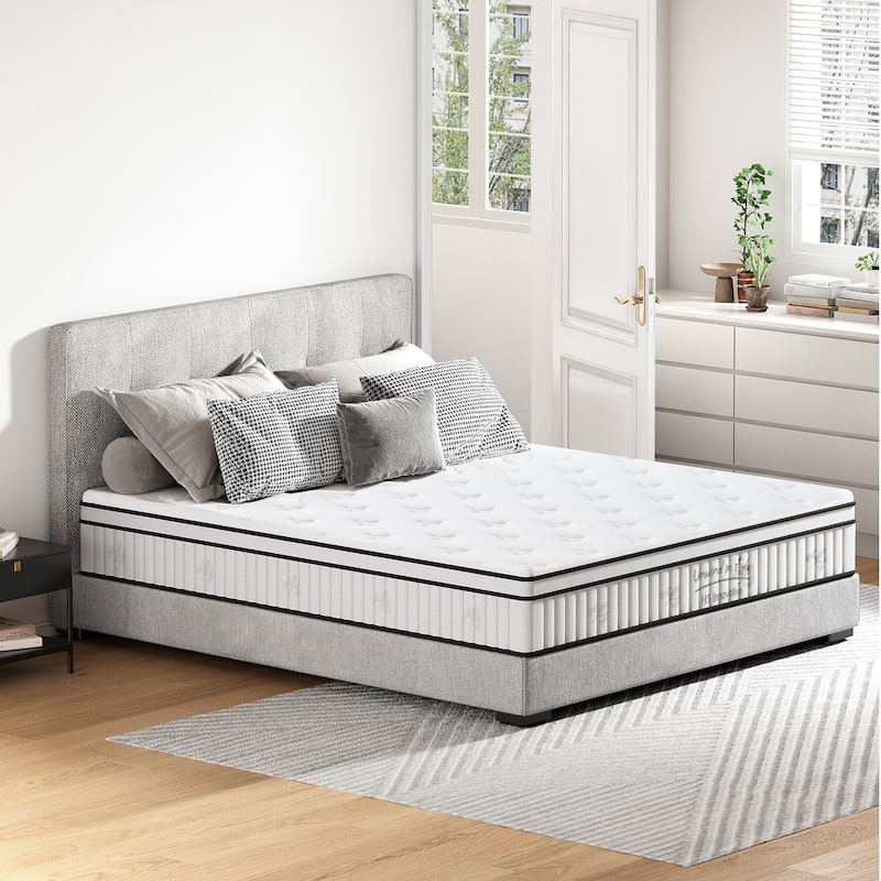 12 Inch Hybrid Medium Firm Mattress Individually Pocketed Innerspring（Twin/Full/Queen/King）