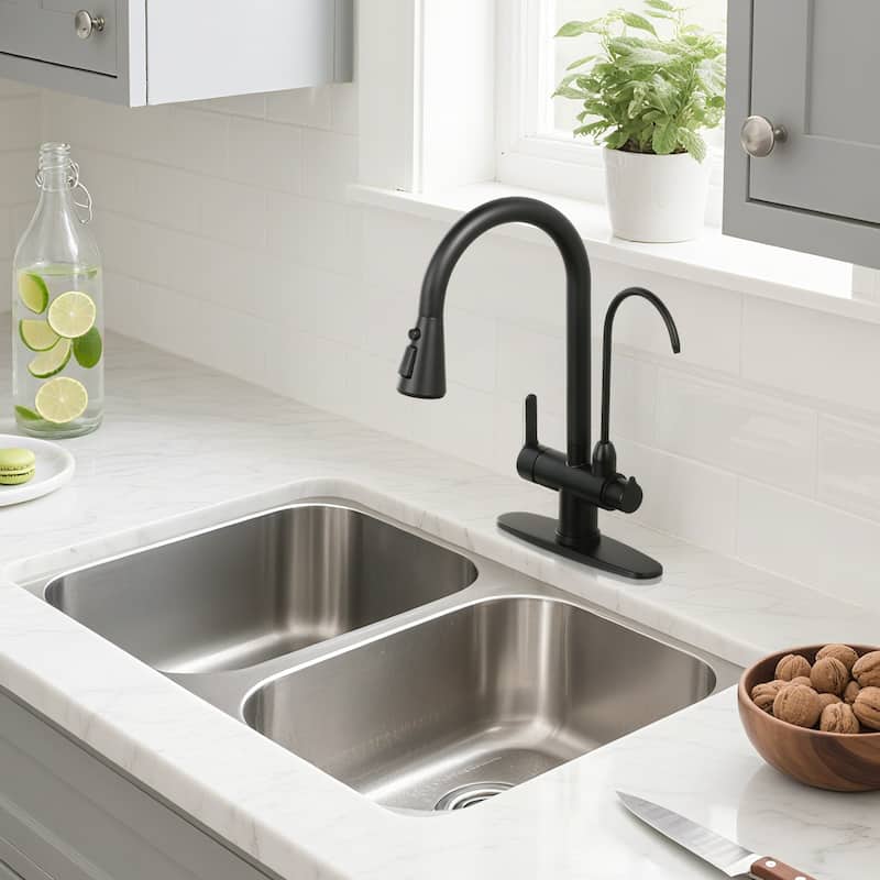 WOWOW 3 Function Pull Down Sprayer kitchen Faucet with Filter Spout