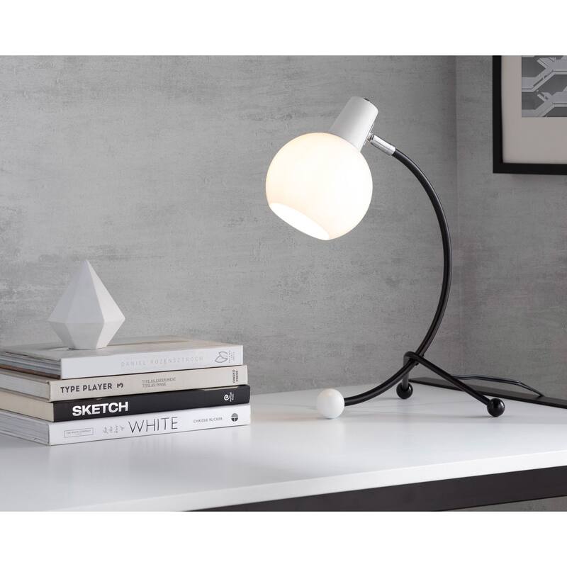 Lumisource Eileen Task Lamp in Gold Metal and White Plastic Shade - 9.75"Lx12.5"Wx17.5"H - Black , White - 9.75"Lx12.5"Wx17.5"H