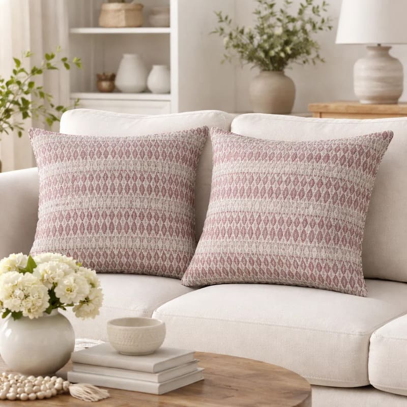 Contemporary Style Simple Traditionally Designed Set of 2 Throw Pillows, Red