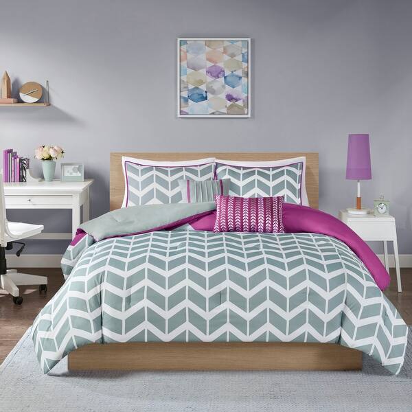 Shop Elle Chevron 5 Piece Comforter Set By Intelligent Design Overstock 9481163