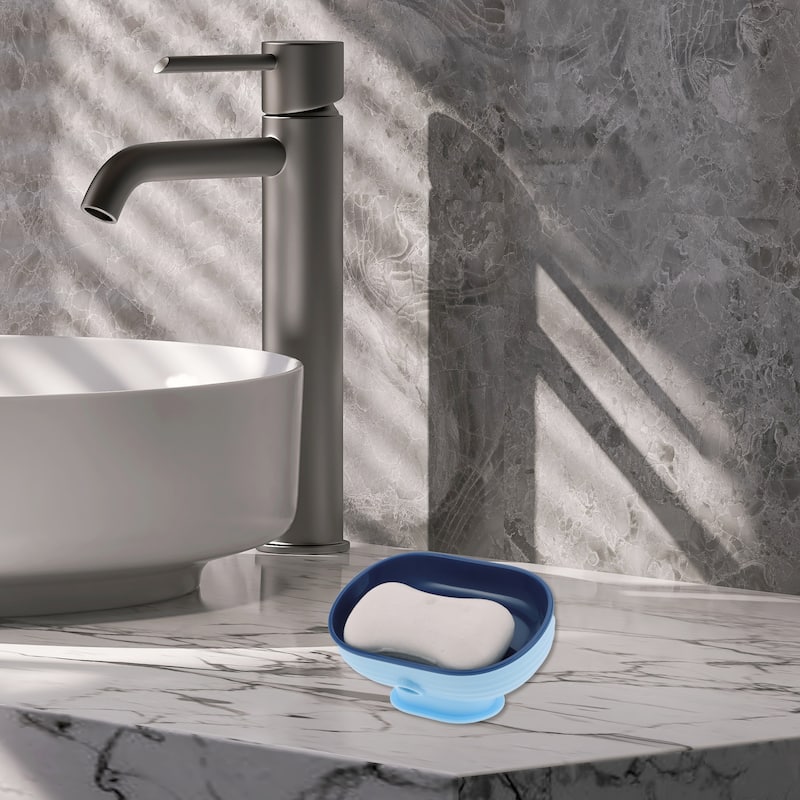 Suction Cup Double Layer Soap Dish for Bathroom Kitchen 5.12"x3.54"x2.95" - Blue