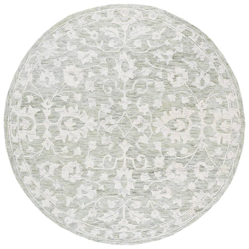 SAFAVIEH Handmade Marquee Maliqe Modern Wool Rug - 6' Round - Sage/Grey