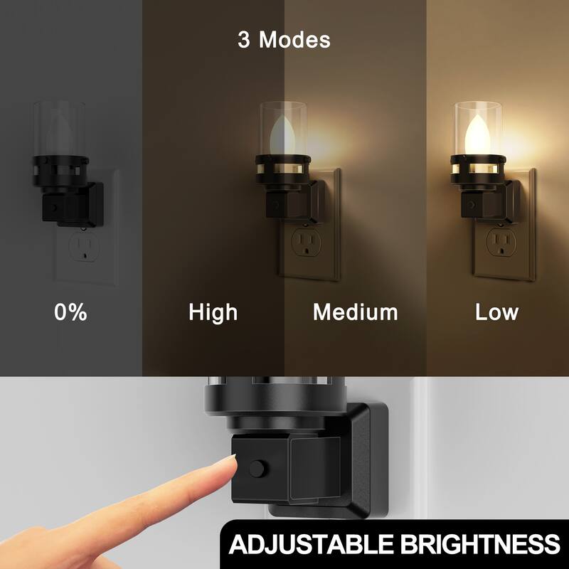 Set of 2 Retro Candle Night Light, C7 LED Filament, 3000K Warm, Dusk to Dawn Light Sensor for Hallway Bedroom Stairway