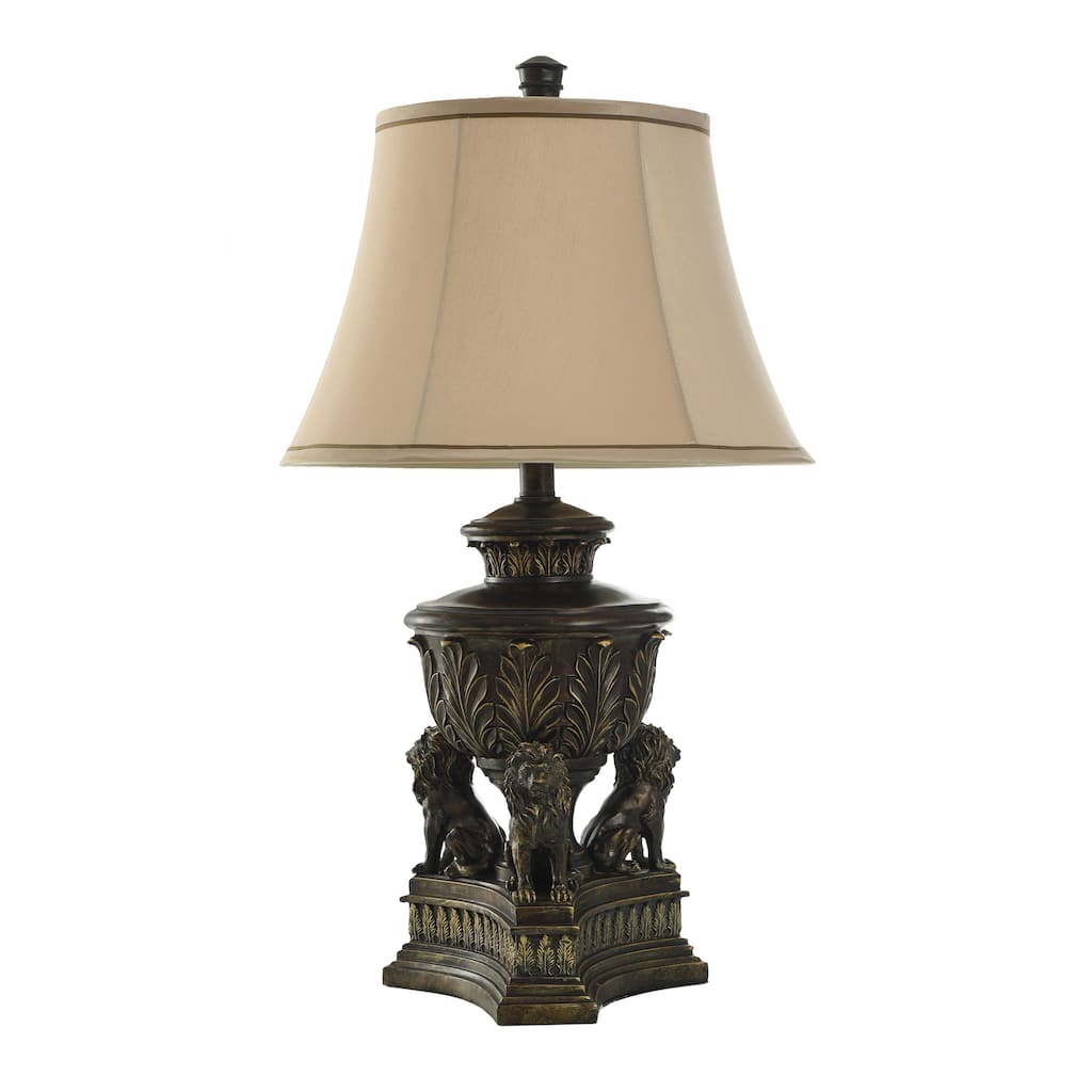 StyleCraft Majestic Gold Table Lamp - Cream Fabric Shade