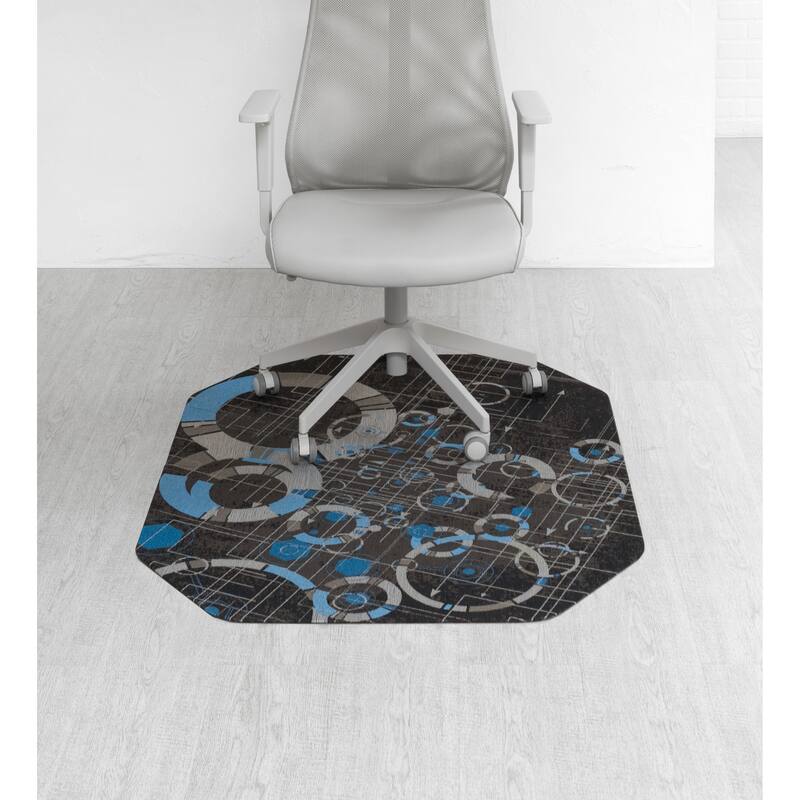 Jani Gaming Chair Mat - Anti-Slip Ergonomic Rug and Chairmat Combo for Home Office, Hard Floor Protector with Smooth Glide - Blue
