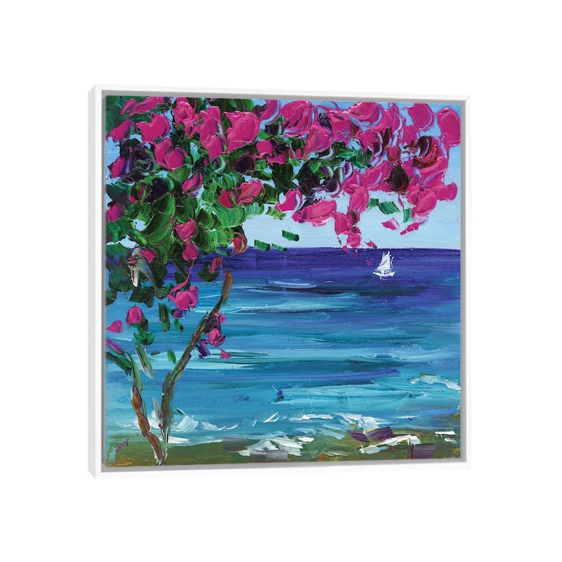 iCanvas "Bougainvillea In Greece" by Nataly Mak Framed Canvas Print - 26x26 - White