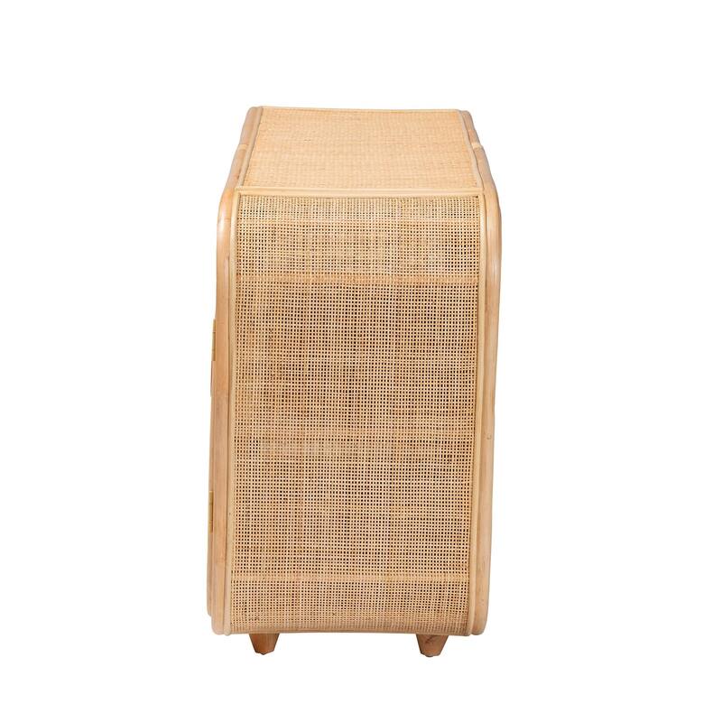 Evania Bohemian Natural Rattan 3-Door Storage Cabinet