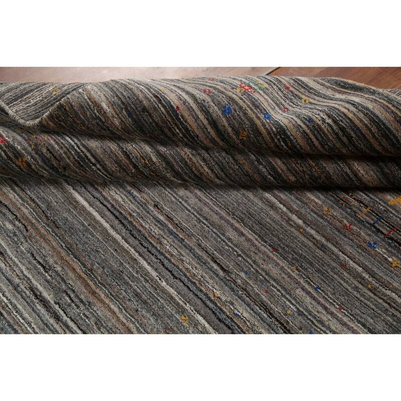 Striped Gabbeh Indian Area Rug Handmade Wool Carpet - 5'1"x 7'11"