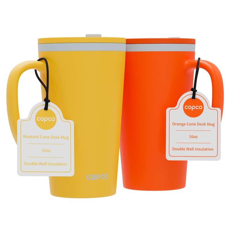 Copco Set of 2 Cone Desk Mugs - Yellow & Orange