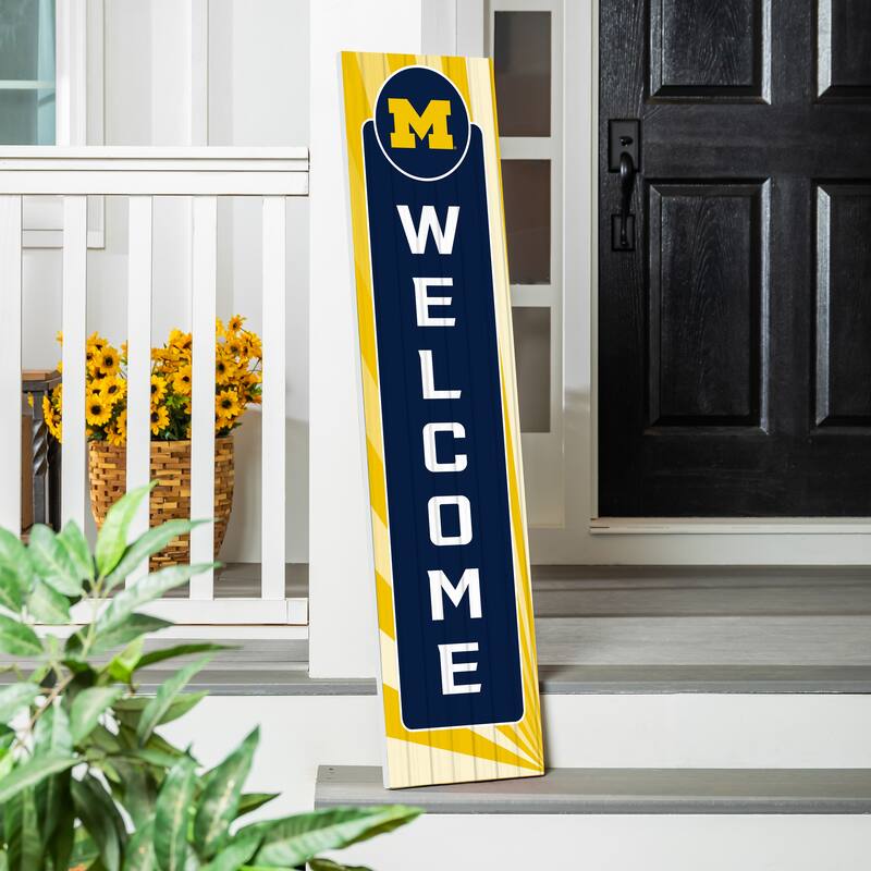 47" Porch Leaner Welcome Wall Sign, University Of Michigan - Navy