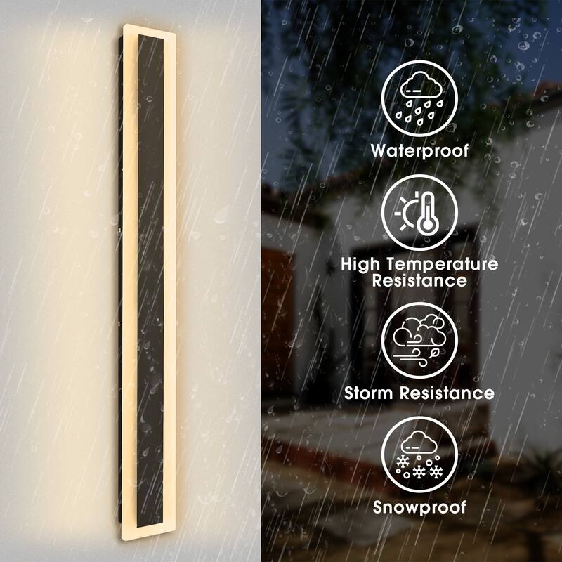 YANSUN 42.52 in. Modern Outdoor LED Wall Light, Slim Linear Black 30W Warm White 3000K,IP65 for Patio, Garden, and Entryway