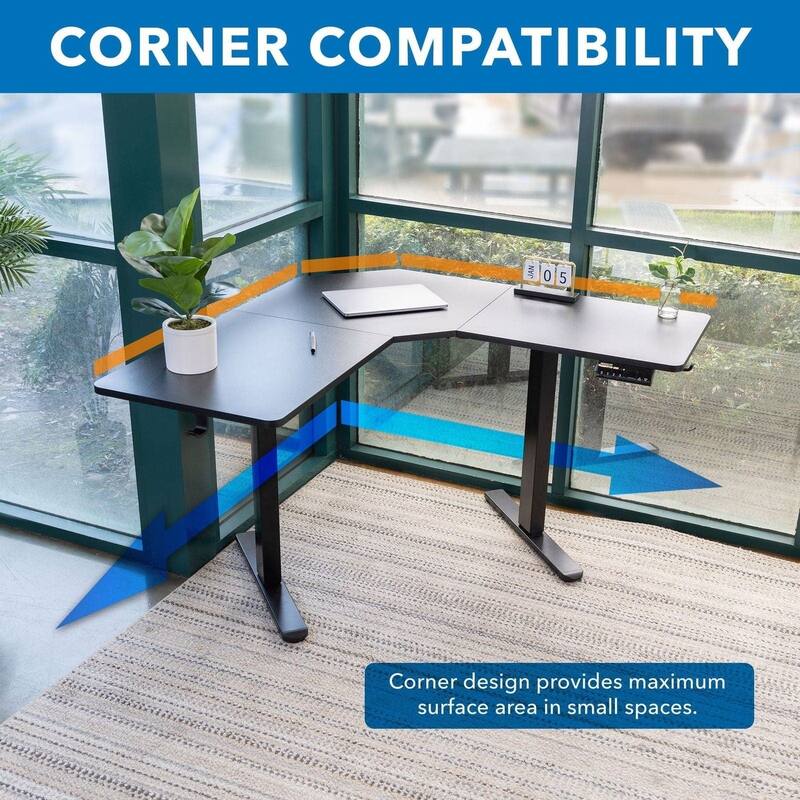 Mount-It! 38"W L-Shaped Adjustable Particle Board Standing Desk, Black (MI-15003)