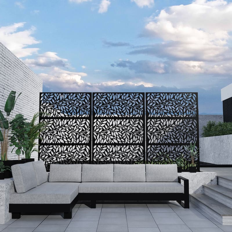 Lirago Metal Privacy Screen Wall Decoration Free Standing-6.3 ft. H X 4 ft. W
