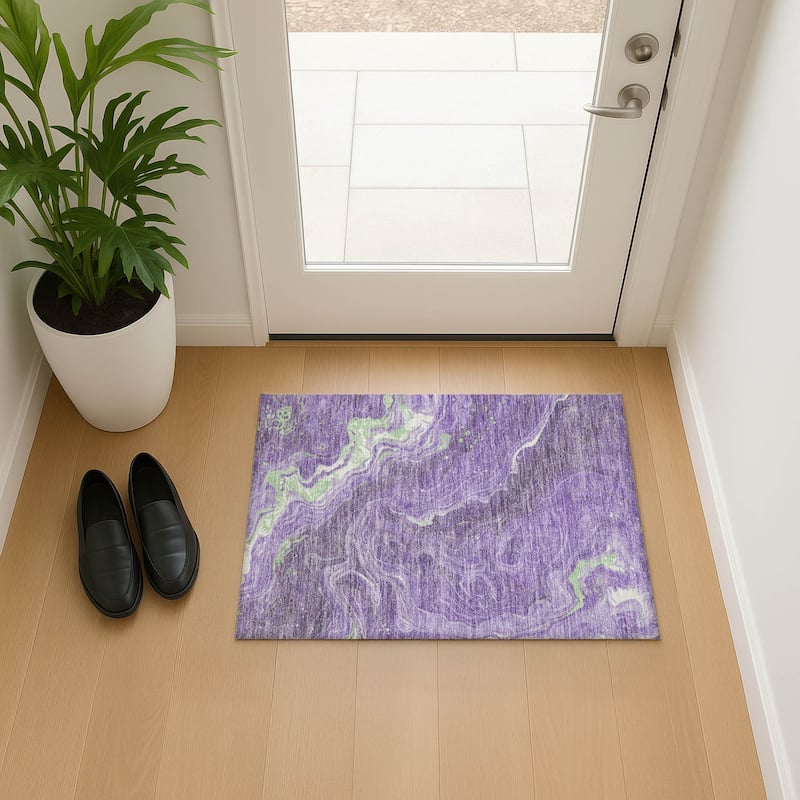 Premium Washable Super Soft Abstract Mayfield Rug - Purple - 1'8" x 2'6"