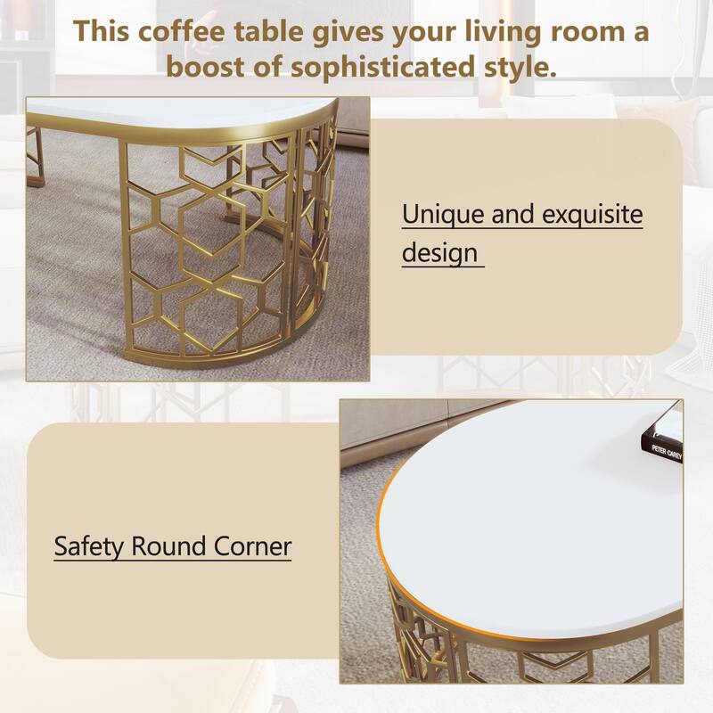 Modern Oval Coffee Table with Cut-Out Pattern
