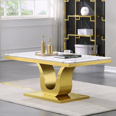 Modern Coffee Table 48 inch White Rectangle Living Room Tea Table for Living Room Guest Hall Reception Room