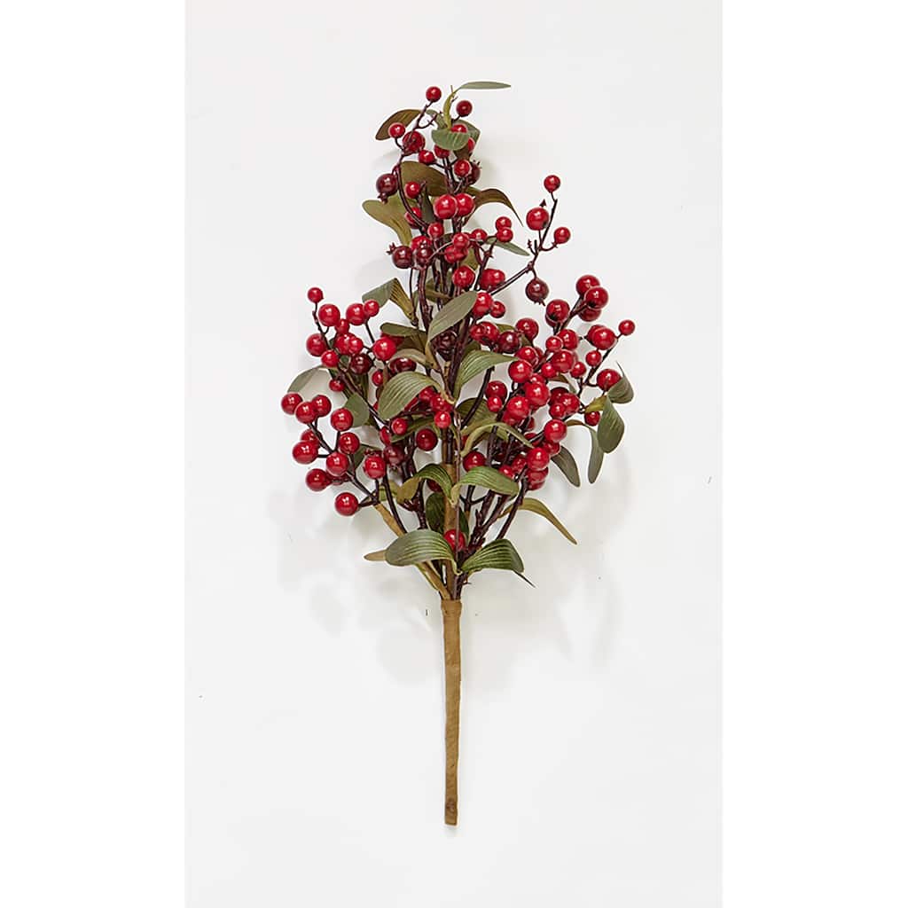 20" Small Artificial Christmas Red Holly Berry and Green Leaves Bush, Set of 3 - 20