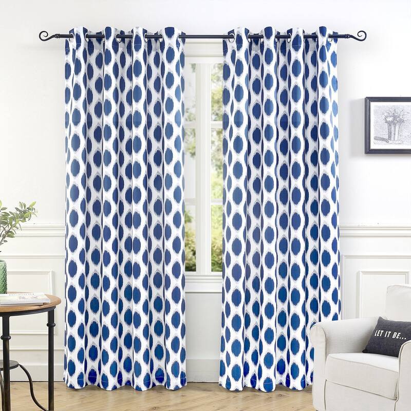 DriftAway Allen Ikat Polka Dot Room Darkening Window Curtain Panel Pair