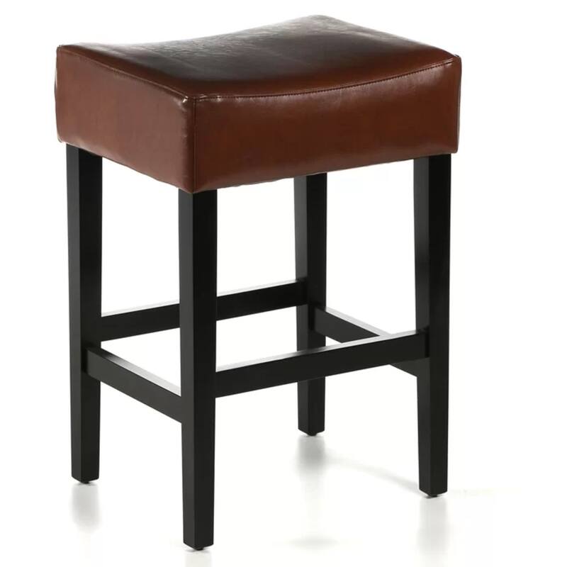 26.75" Backless Leather Counter Height Barstool Set of 2