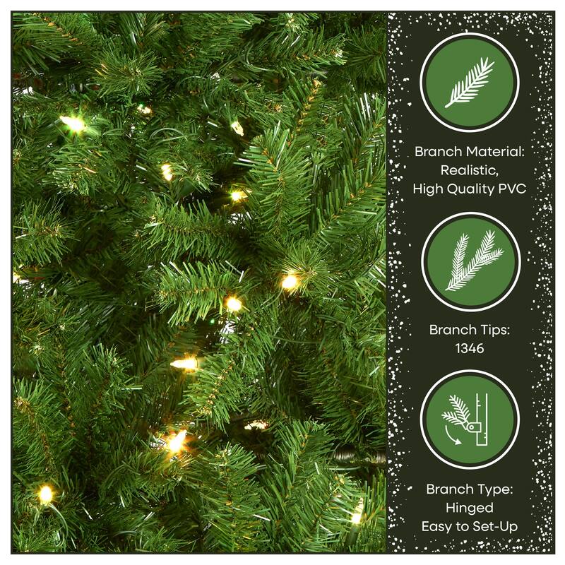 National Tree Company 7.5 ft Pre-Lit North Valley Spruce Artificial Christmas Tree with 560 Multifunction LED Lights - 7.5 Foot